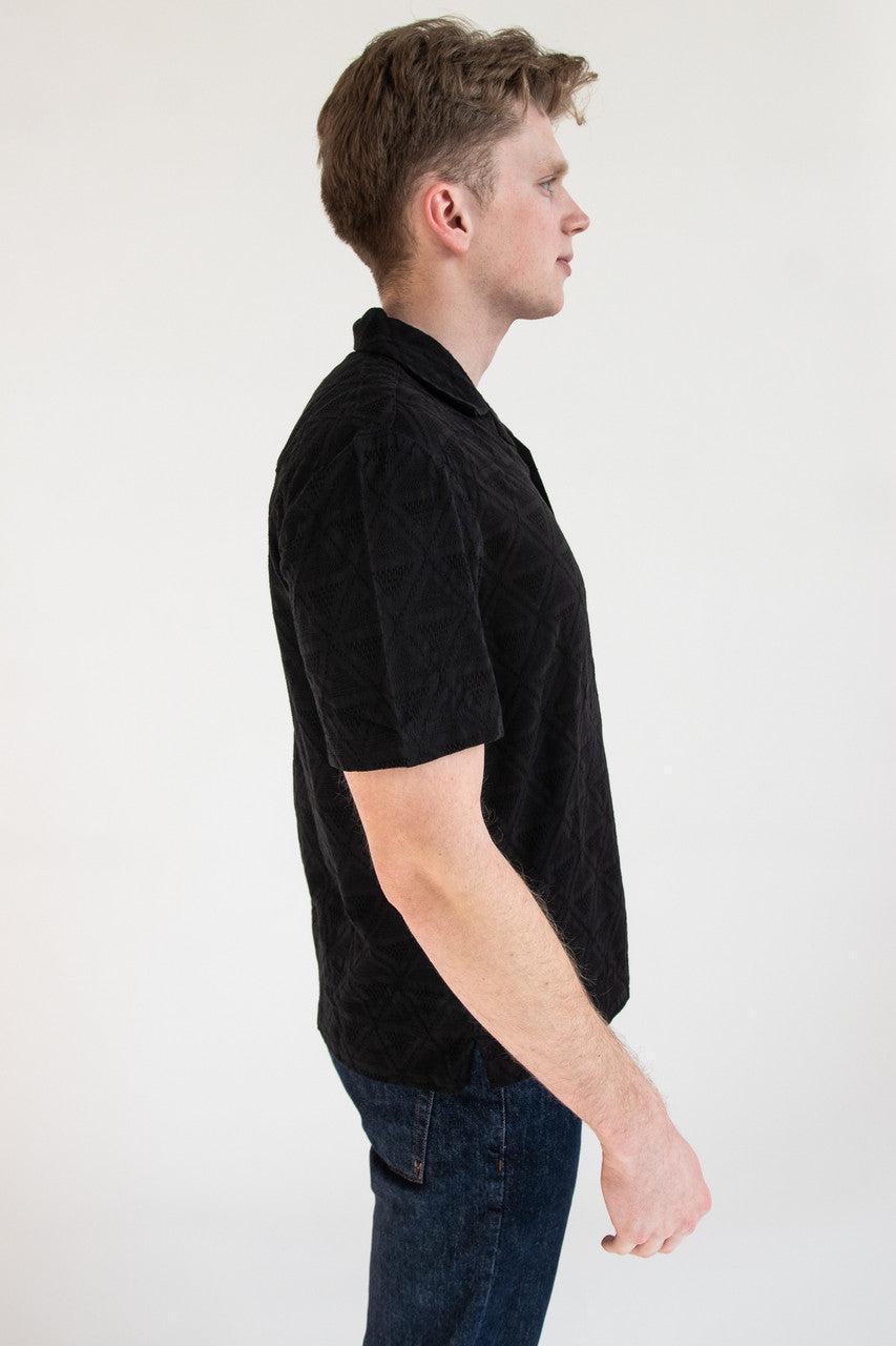 Textured Diamond Embroidery Button Up Shirt Product Image