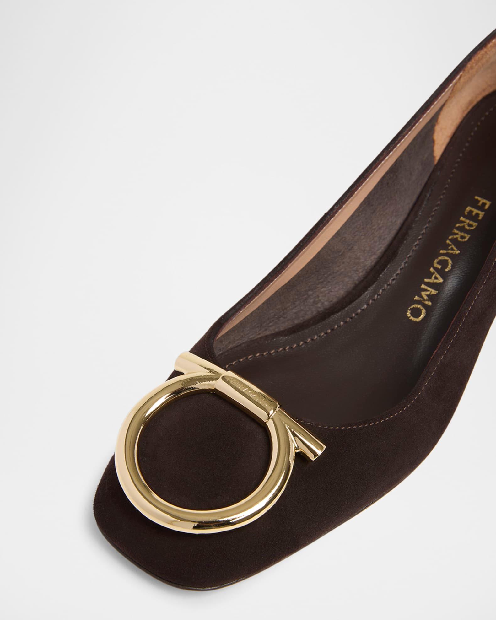 Mara Suede Gancini Block-Heel Pumps Product Image