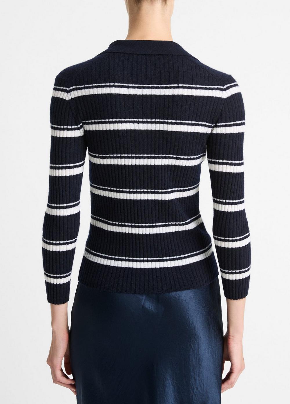 Striped Cashmere-Blend Polo Sweater Product Image