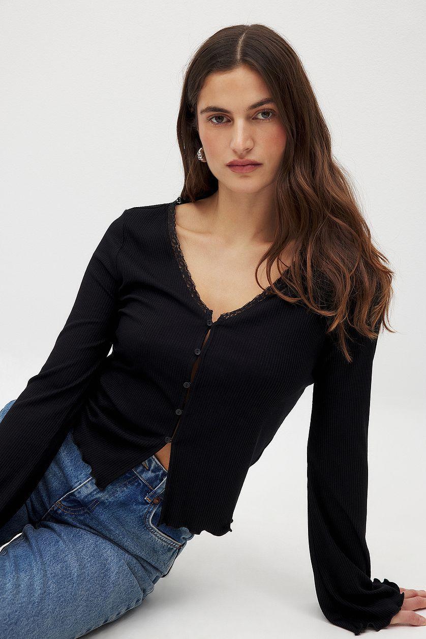 Lace Detail Rib Top Product Image