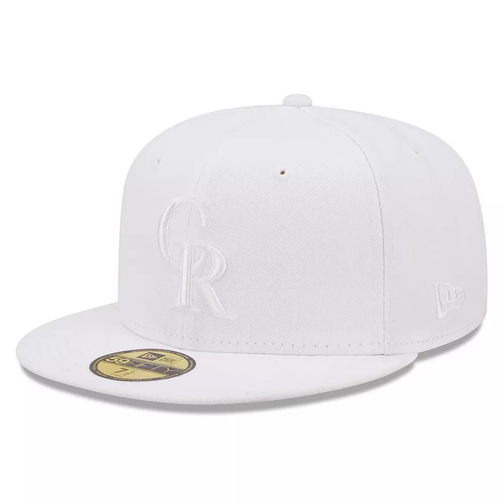 Men's New Era Colorado Rockies White on White 59FIFTY Fitted Hat, Size: 7 3/4 Product Image
