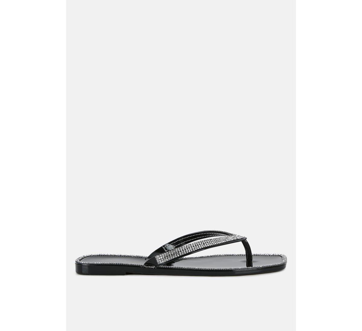 London Rag Golightly Diamante Womens Jelly Flip-Flop Sandals Product Image