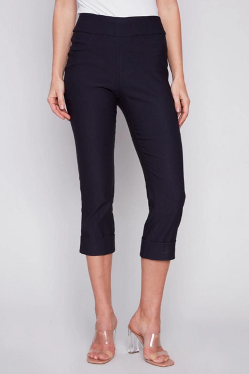 Solid Pull On Stretch Cropped Cuffed Pant Product Image