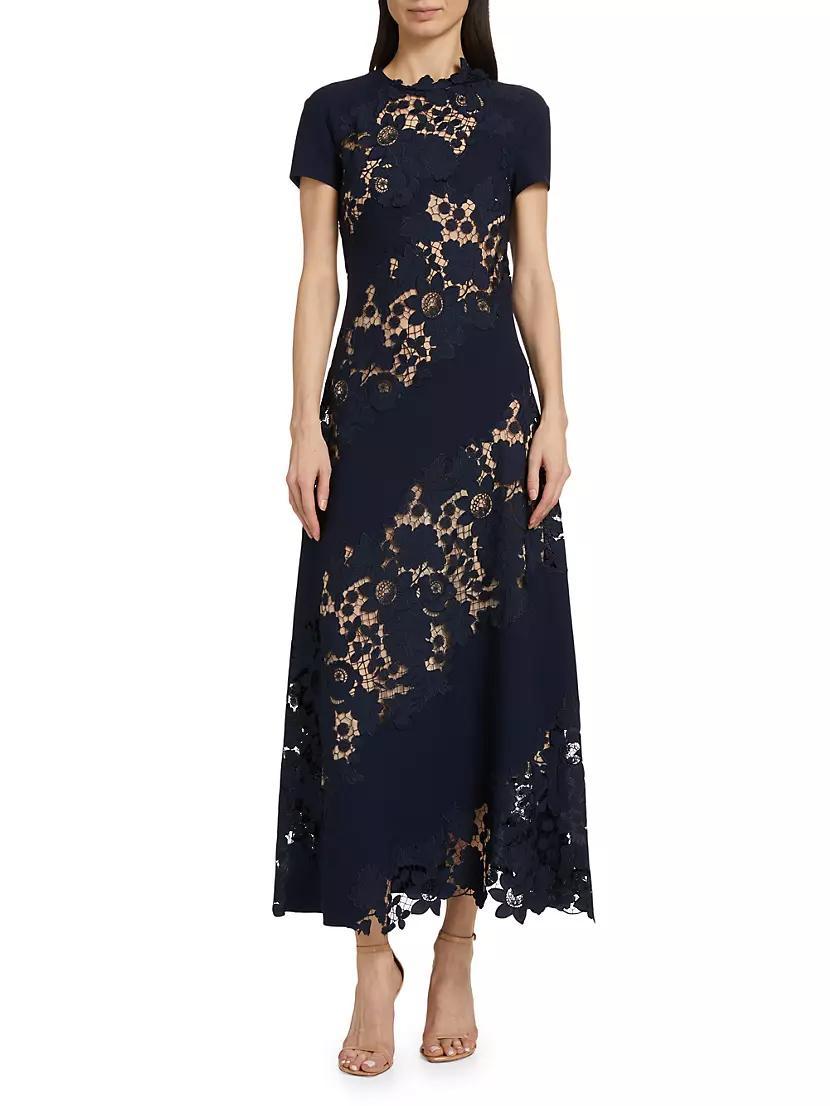 Wool Botanical Guipure Inset Maxi Dress Product Image