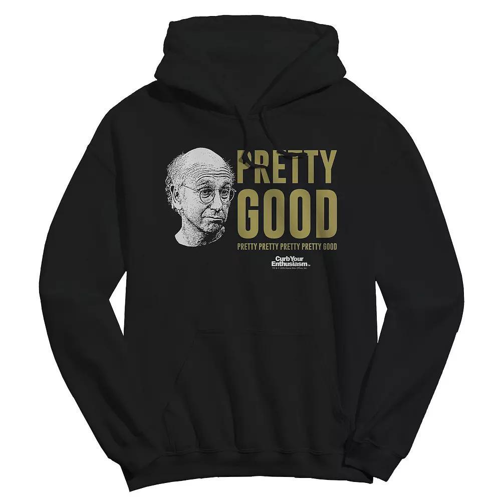 Men's Pretty Good Larry Face Curb Your Enthusiasm Graphic Fleece Hoodie, Size: Large, Black Product Image