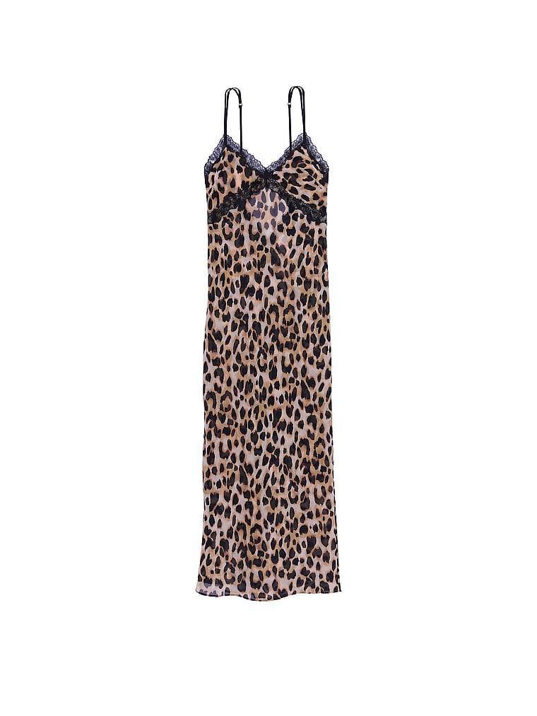 Leopard Chiffon Long Slip Dress Product Image