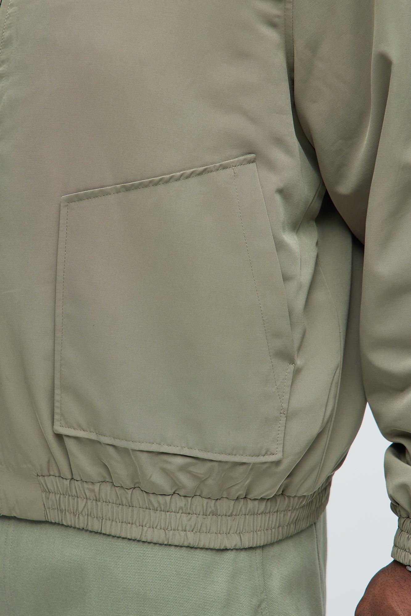 Favre Zip-Through Mock Neck Bomber Jacket - Olive Product Image