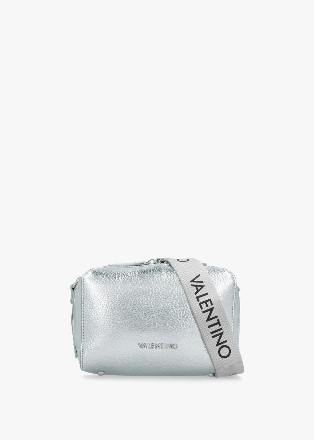 VALENTINO GARAVANI Pattie Haversack Pebbled Avion Metallizzato Cross-body In Silver Metalic Product Image