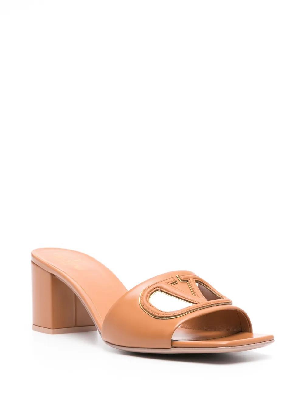 VALENTINO GARAVANI Vlogo Cutout Slide Sandal In Brown Product Image