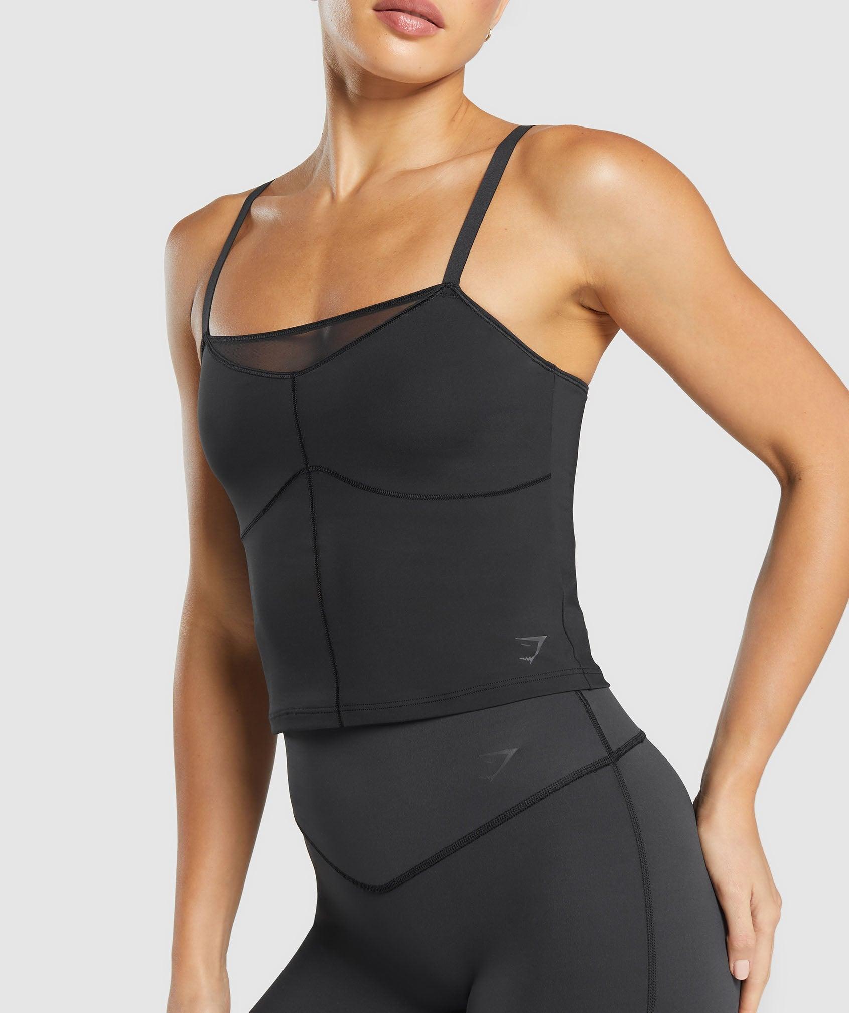 Gymshark Elevate Mesh Tank With Shelf - Black Female Product Image