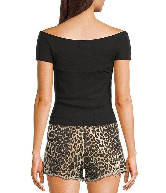 Originality Off-The-Shoulder Solid Twist Front Top Product Image