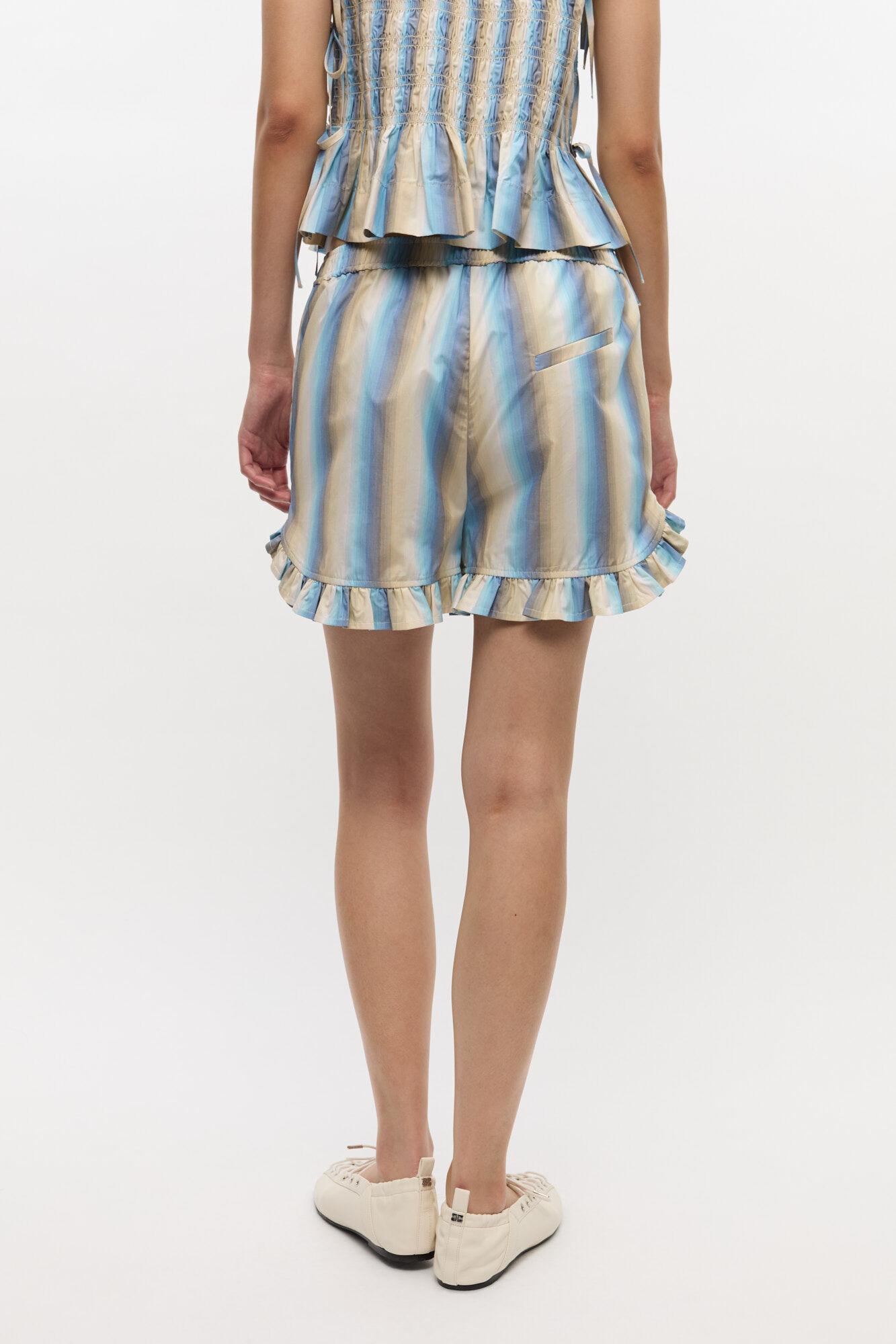 Ombre Stripe Ruffle Shorts Product Image
