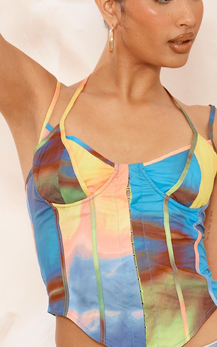  Lime Ombre Print Woven Under Wire Hook And Eye Long Top Product Image