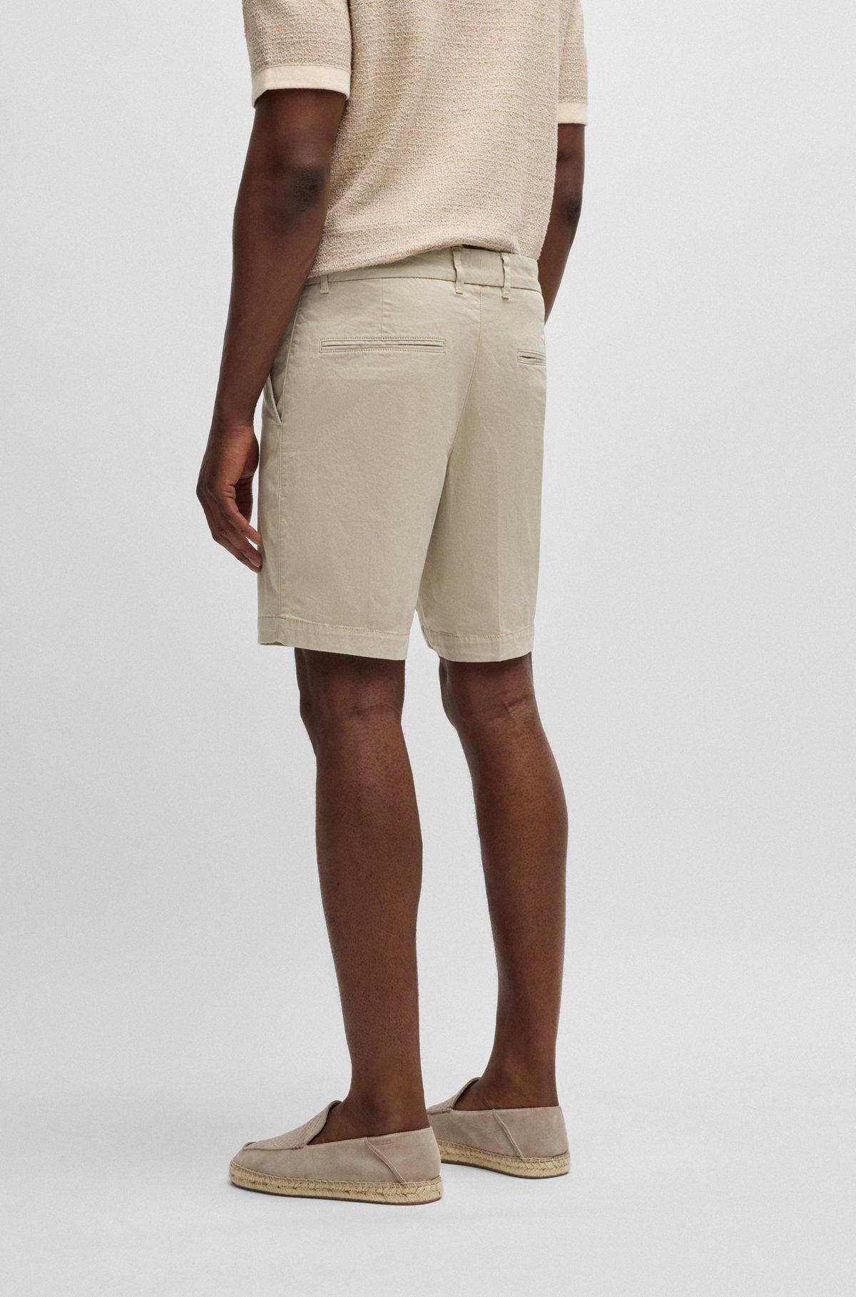 Slim-fit shorts in micro-patterned stretch cotton Product Image