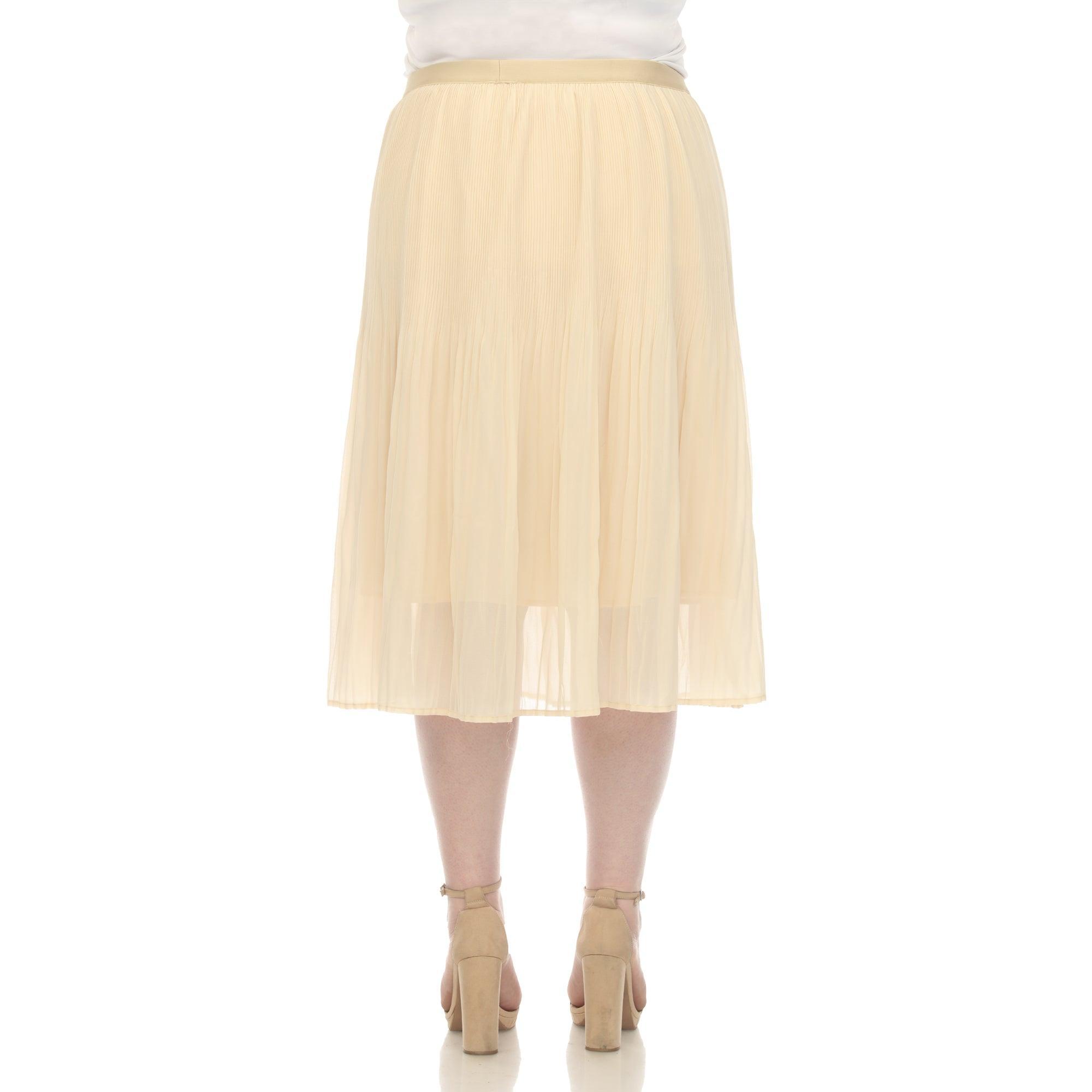 Plus Size Pleated Chiffon Midi Skirt Product Image