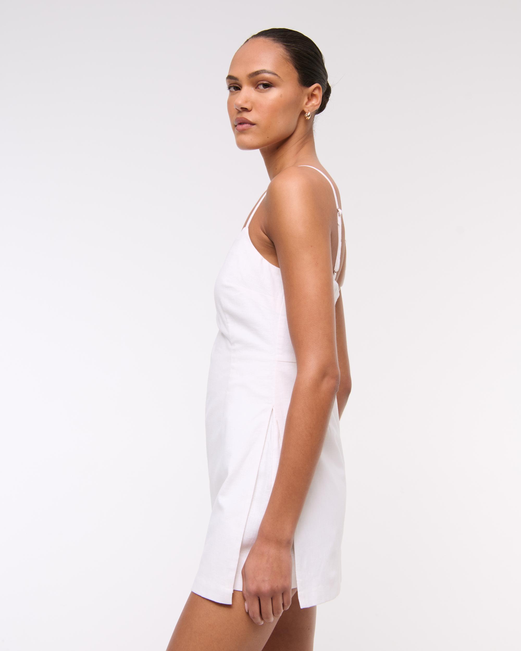 Scoopneck Linen-Blend Micro Skort Product Image