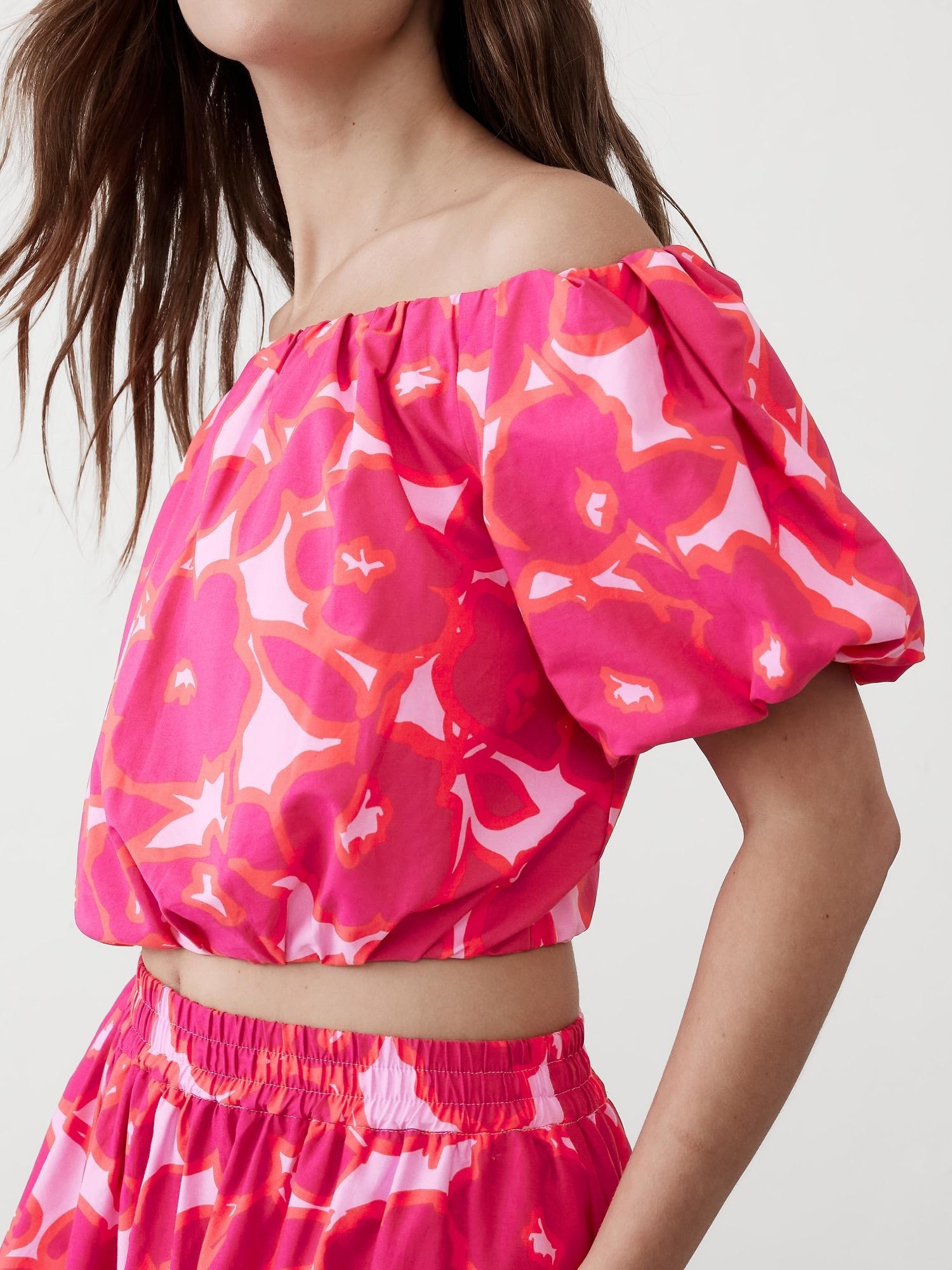 Bubble-Sleeve Cropped Top Product Image