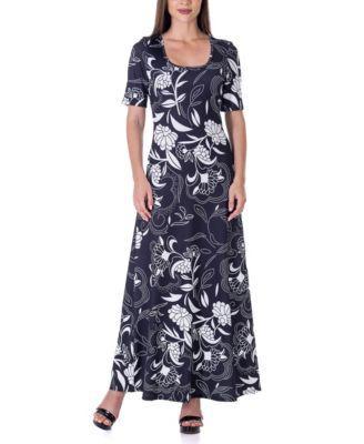 Womens 24Seven Comfort Apparel Elbow Sleeve Casual A Line Maxi Dress Product Image