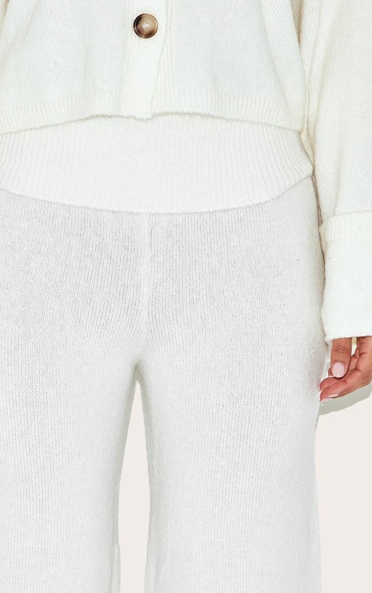 Petite Cream Knitted Fold Over Flare Pants Product Image