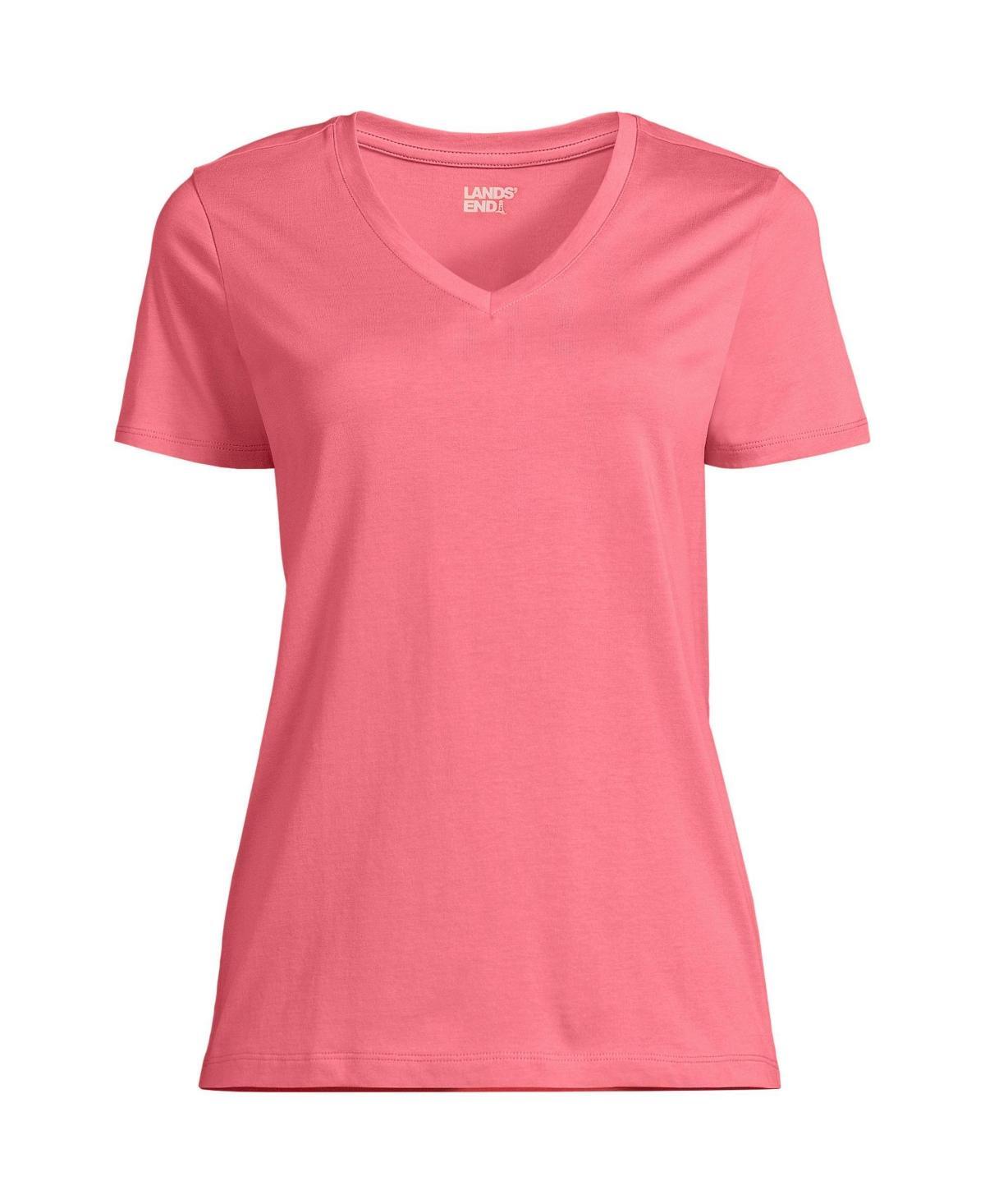 Petite Lands End Relaxed-Fit Supima Cotton V-Neck Tee, Womens Grey Heather Product Image