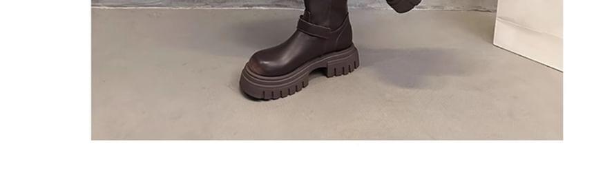 Platform Plain Buckled Short Boots Product Image