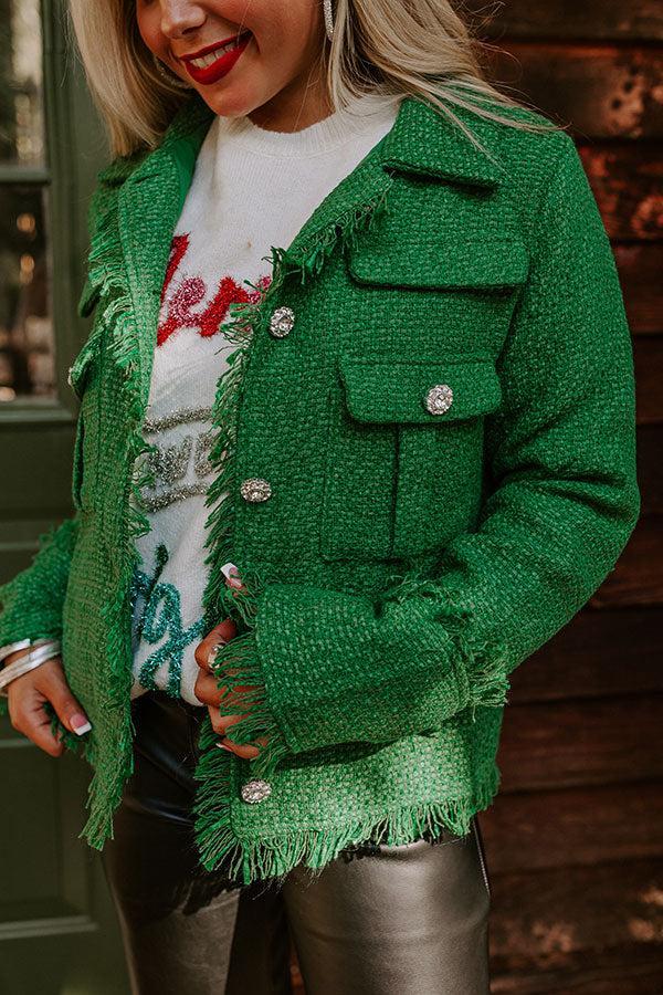 Passing Time Wool-Blend Tweed Jacket in Green Product Image