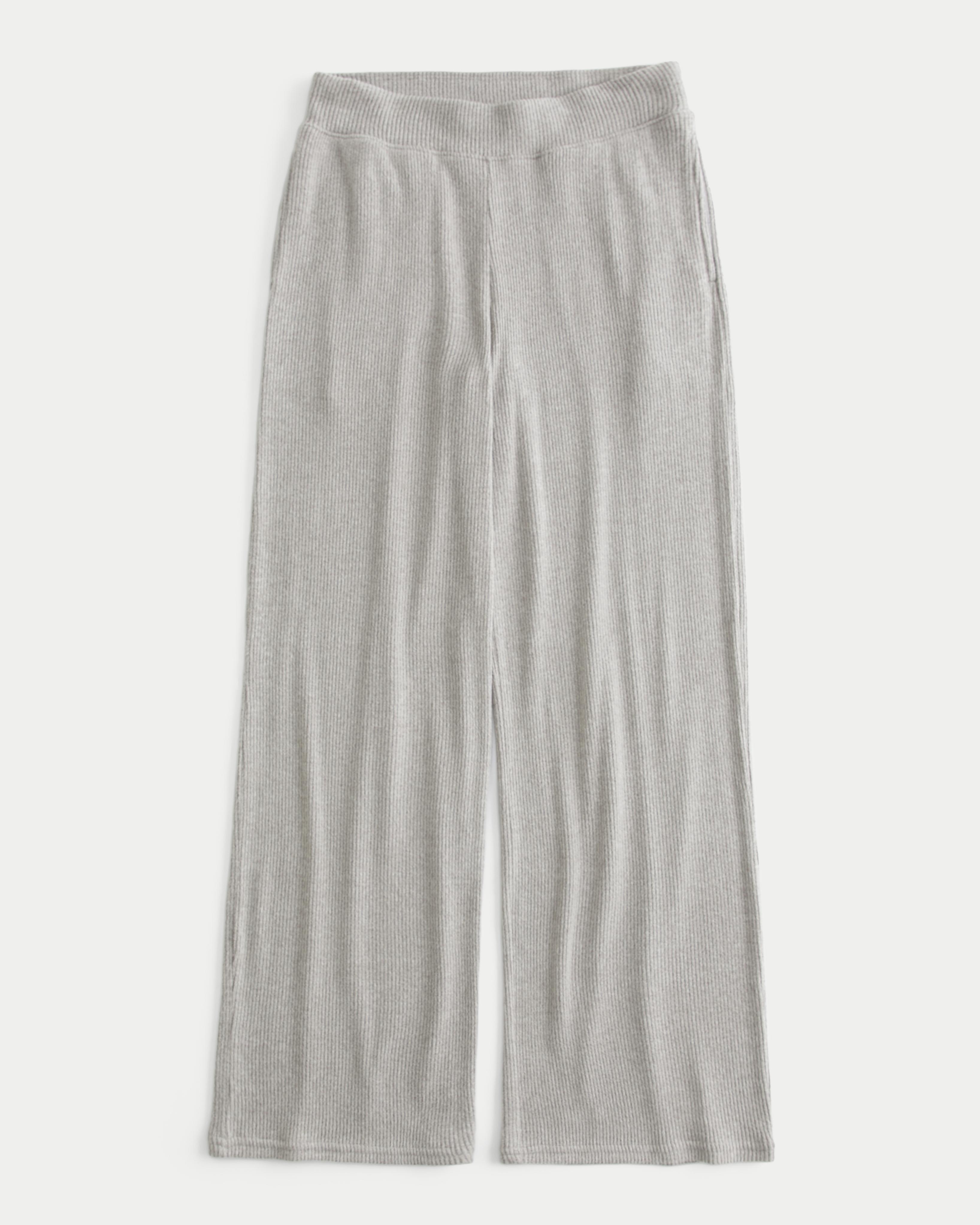 Cozy Ribbed Wide-Leg Pants Product Image