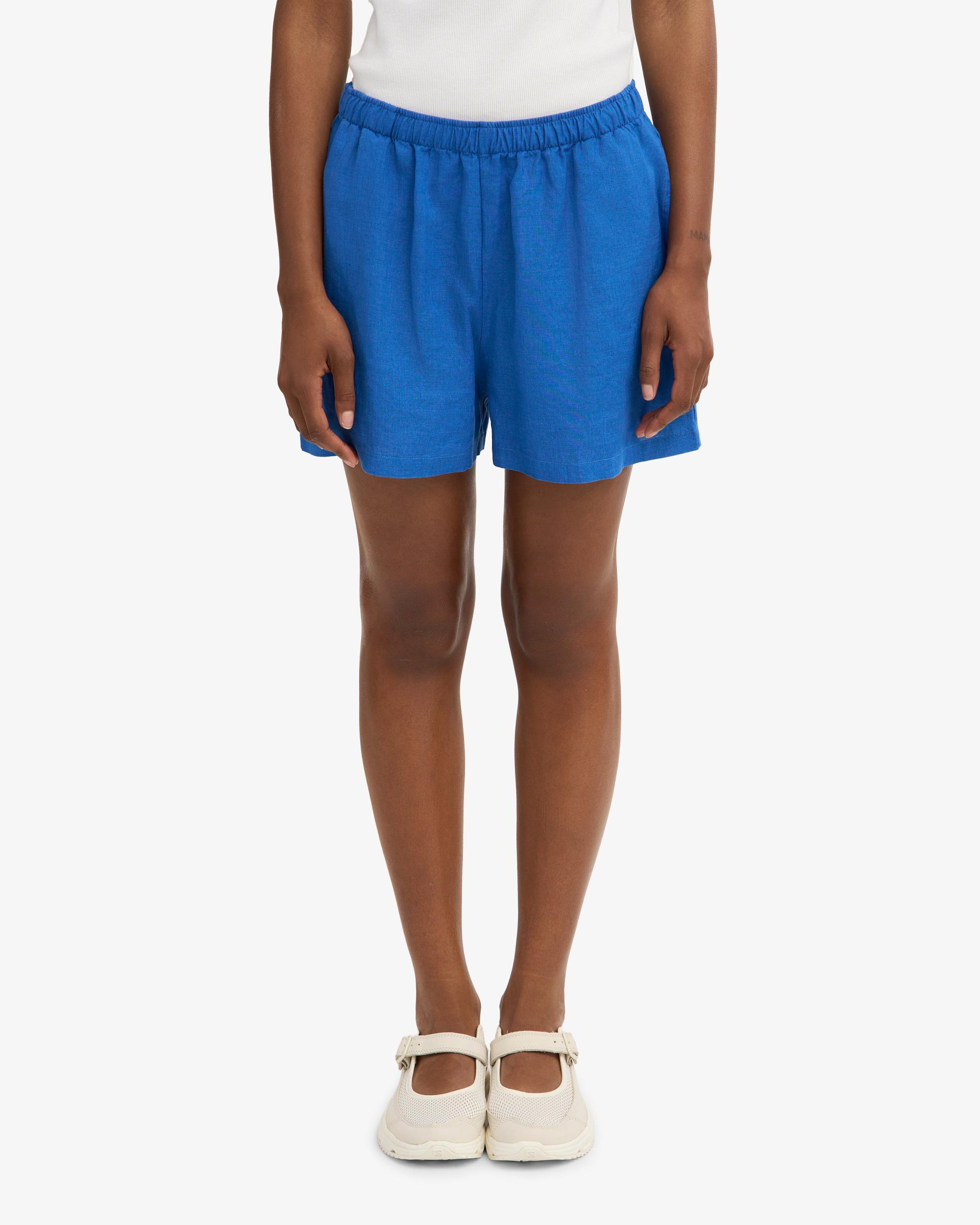 Linen Shorts - Pacific Blue Product Image
