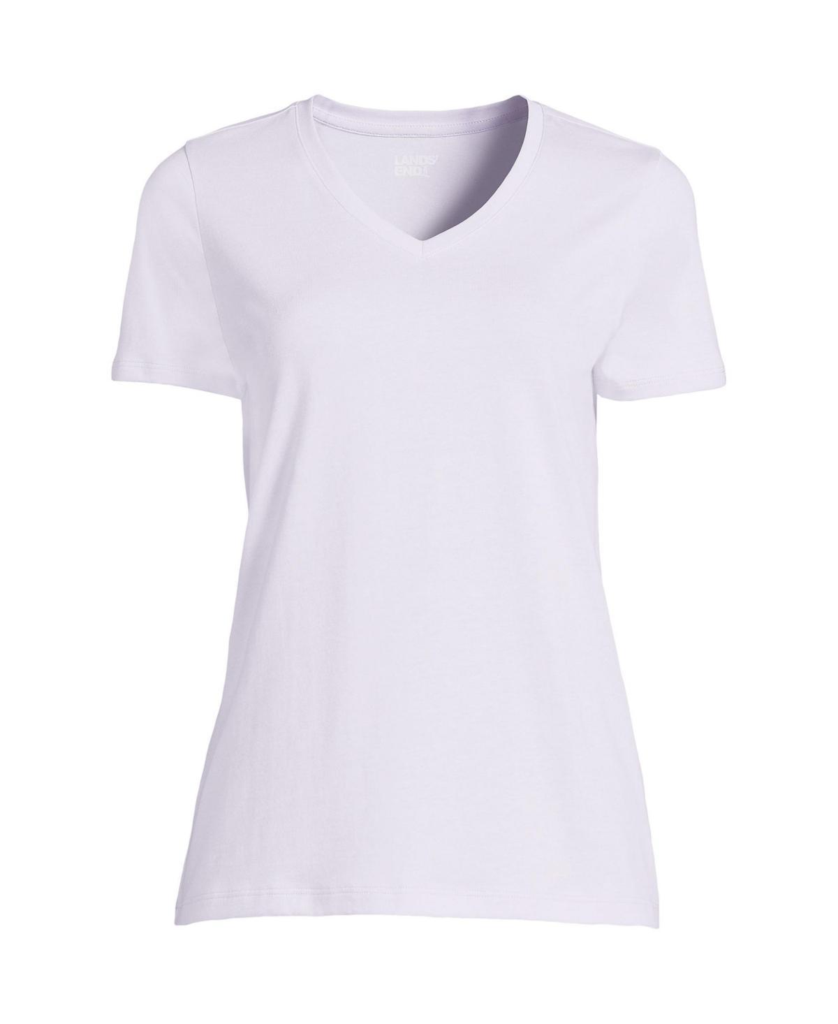 Petite Lands End Relaxed-Fit Supima Cotton V-Neck Tee, Womens Grey Heather Product Image