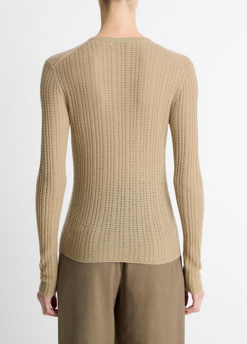 Waffle-Knit Cashmere-Silk Henley Sweater Product Image