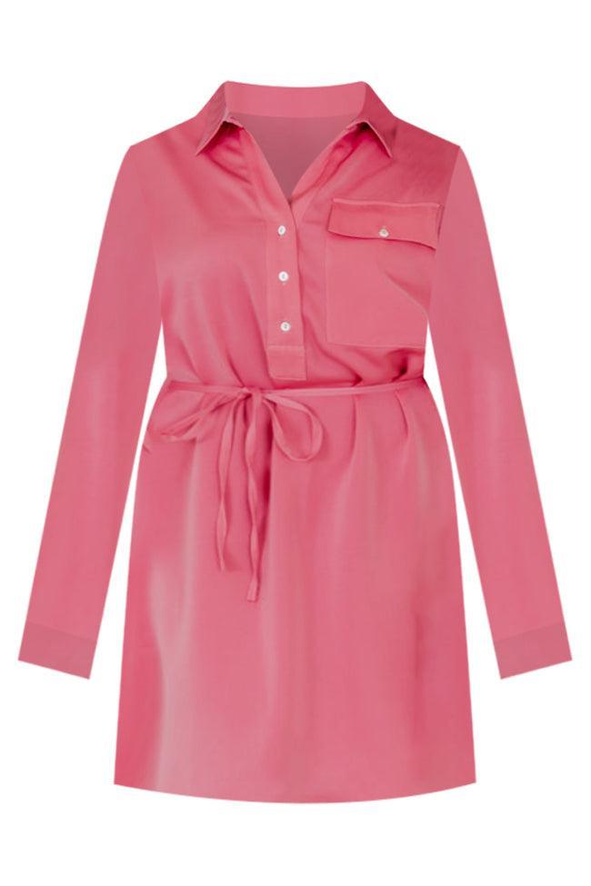 Learn To Fly Pink Button Up Mini Dress FINAL SALE Product Image