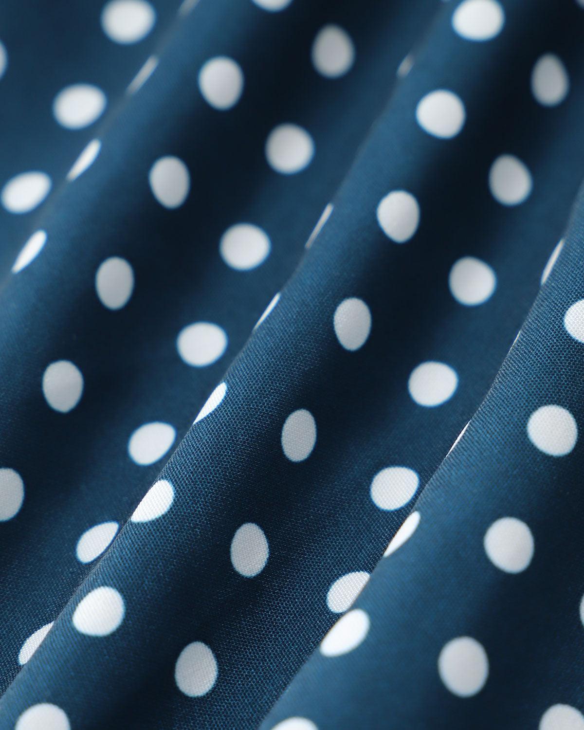 Blue Polka Dot Lace Trim Blouse Product Image