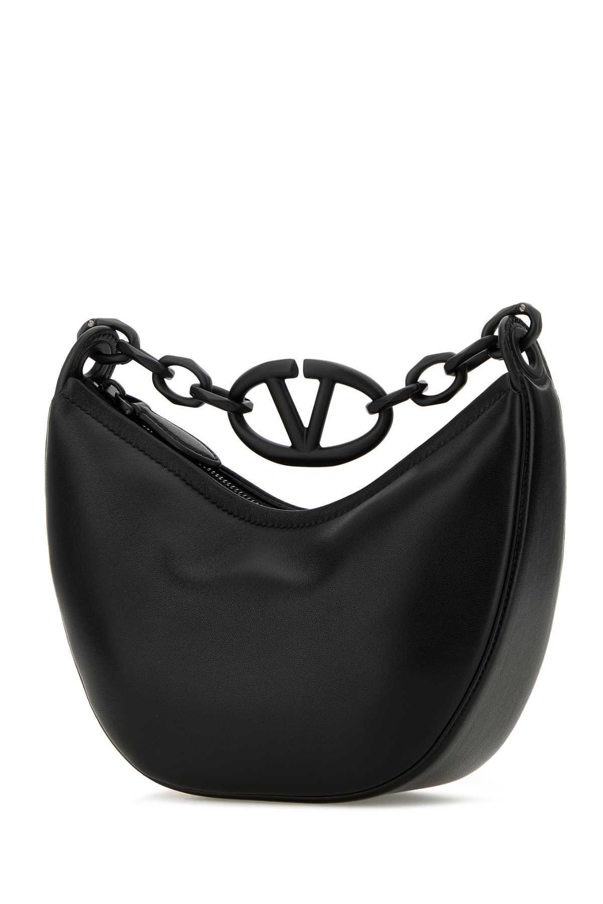 VALENTINO GARAVANI Black Leather Hobo Vlogo Moon Handbag Product Image