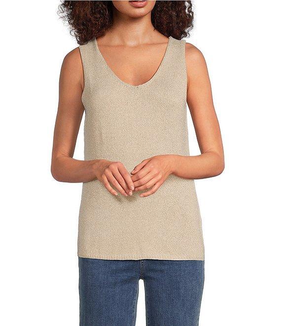 Charlie B. Lurex Knit Metallic V-Neck Sleeveless Cami Product Image