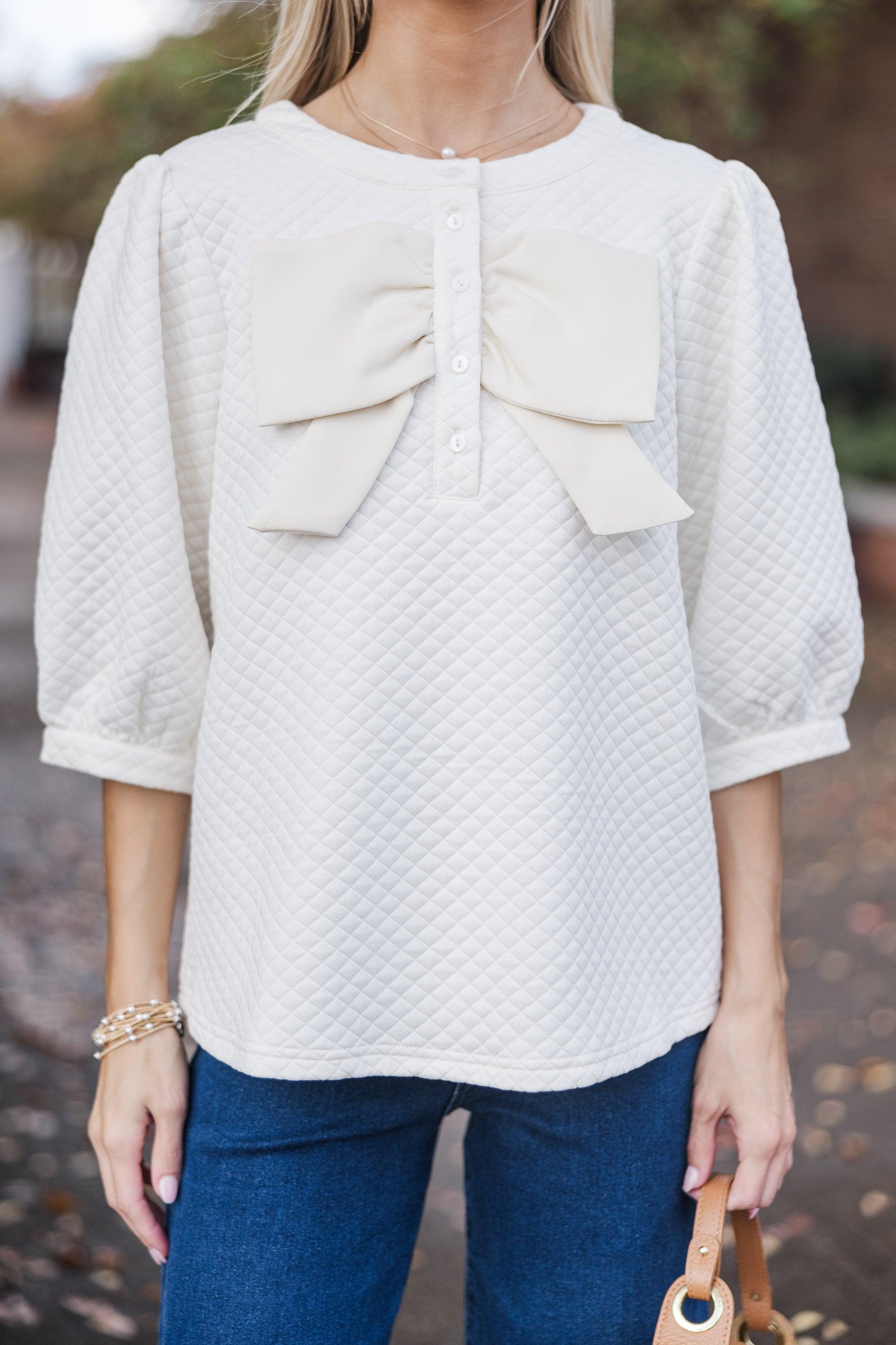 Free To Be Cream Textured Blouse Female Product Image