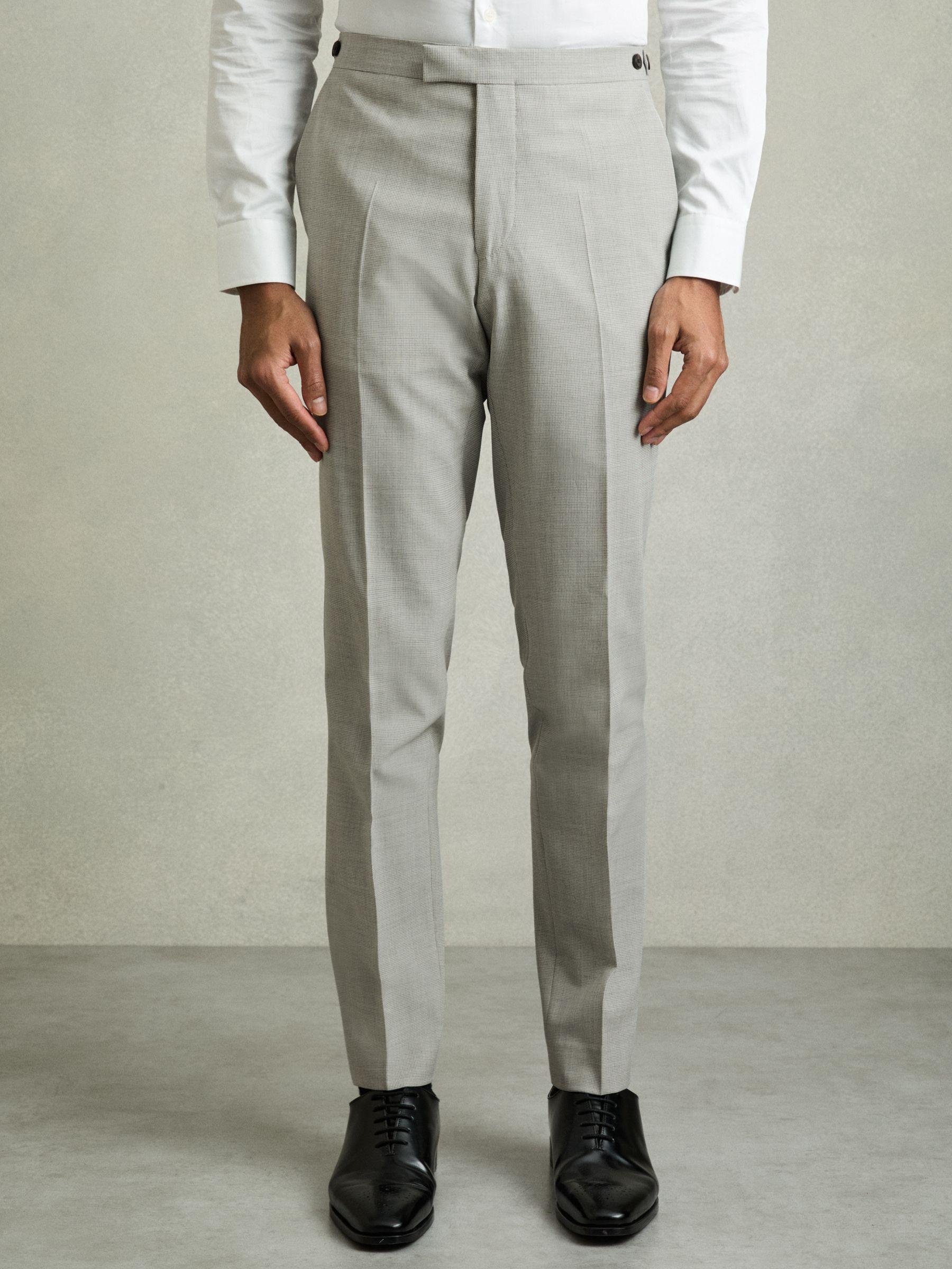 Puppytooth-Check Suit Trousers Slim-Fit in Grey Product Image