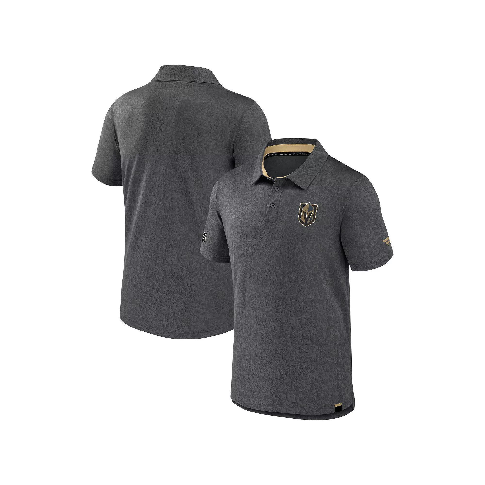 Men's Fanatics Branded  Gray Vegas Golden Knights Authentic Pro Jacquard Polo, Size: Medium, Lvk Charco Product Image