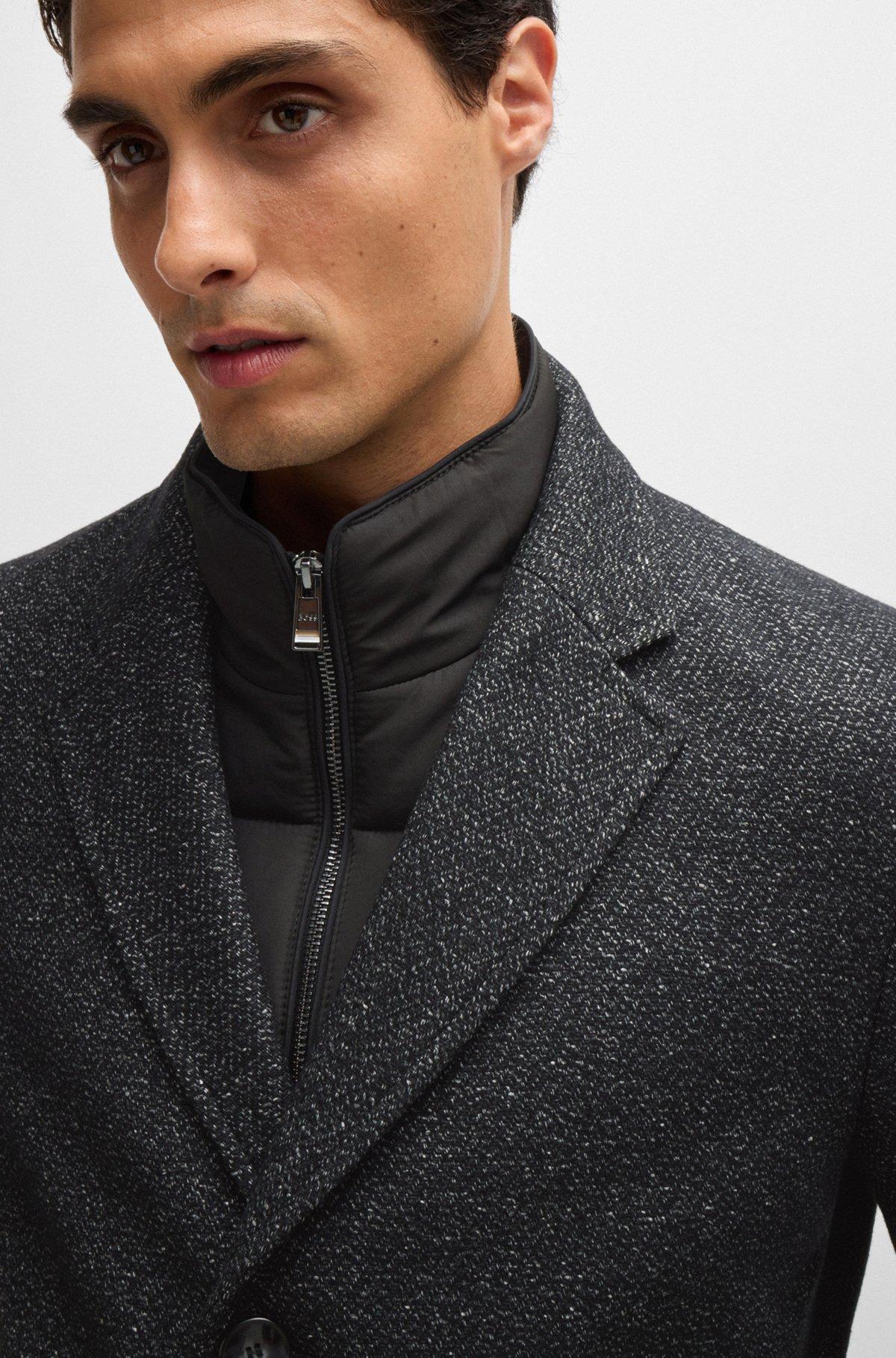 Slim-fit coat with detachable zip-up inner Product Image