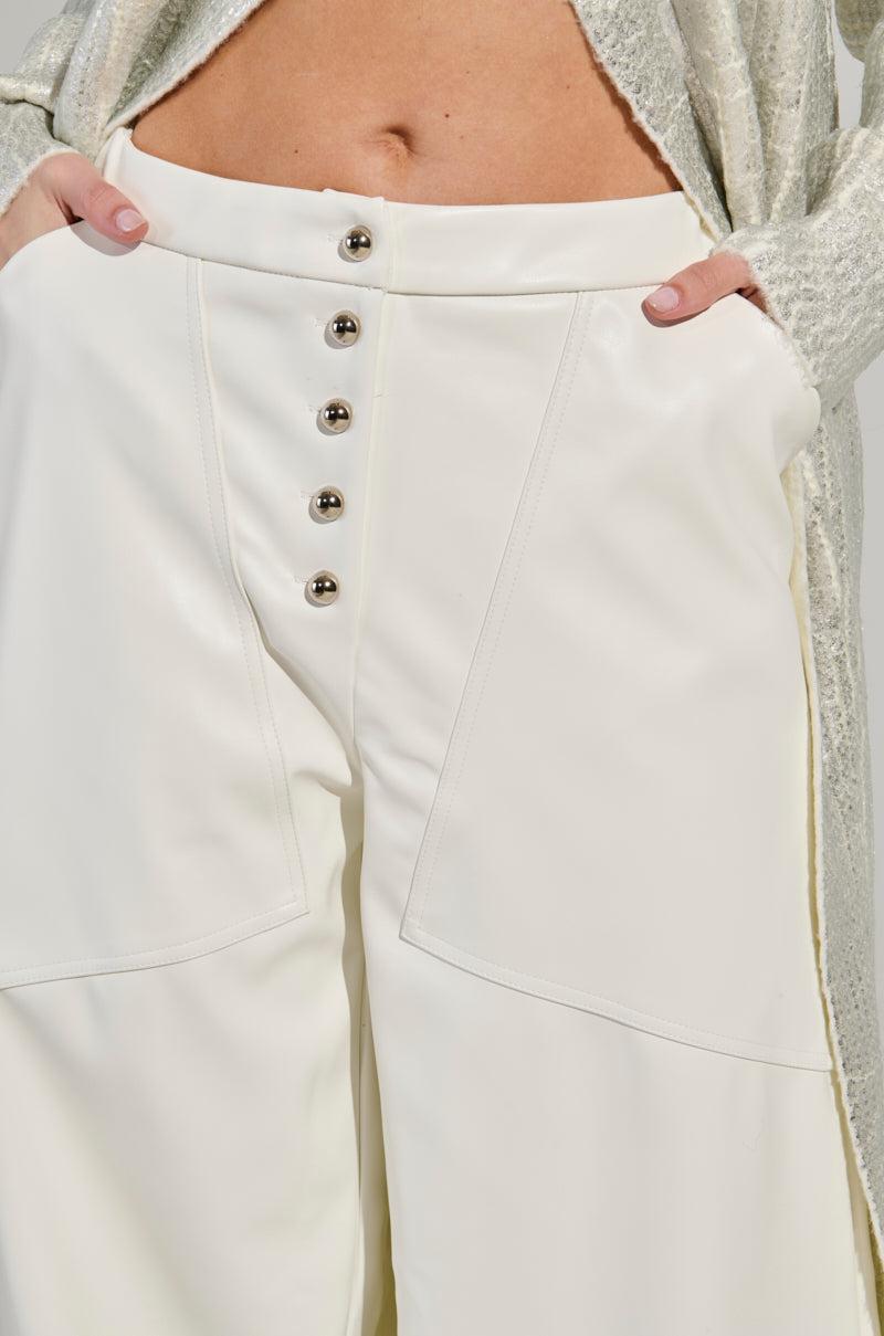 ASHLYN FAUX LEATHER PANT IN WHITE Product Image