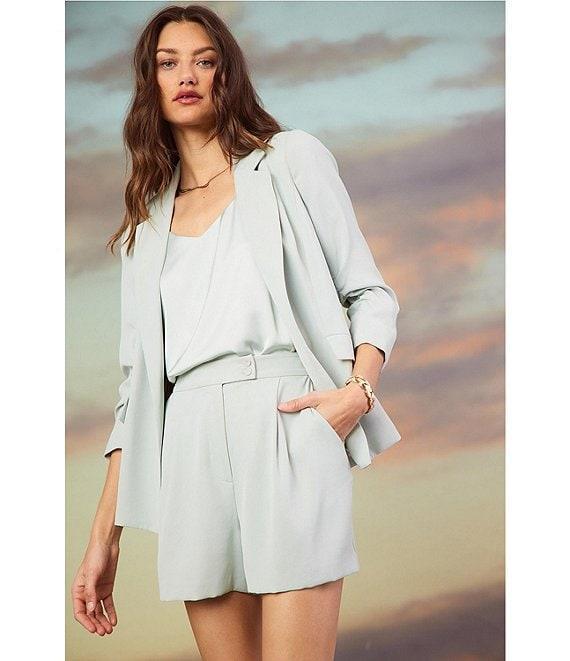 Skies Are Blue High Waisted Flat Front Recycled Tailored Shorts Product Image