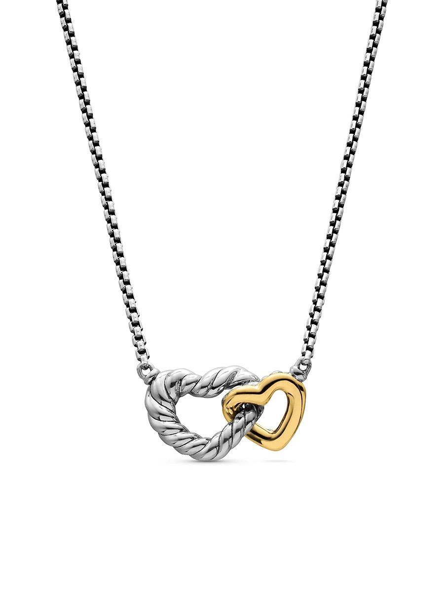 Womens Cable Collectibles Interlocking Heart Necklace in Sterling Silver with 18K Yellow Gold Product Image