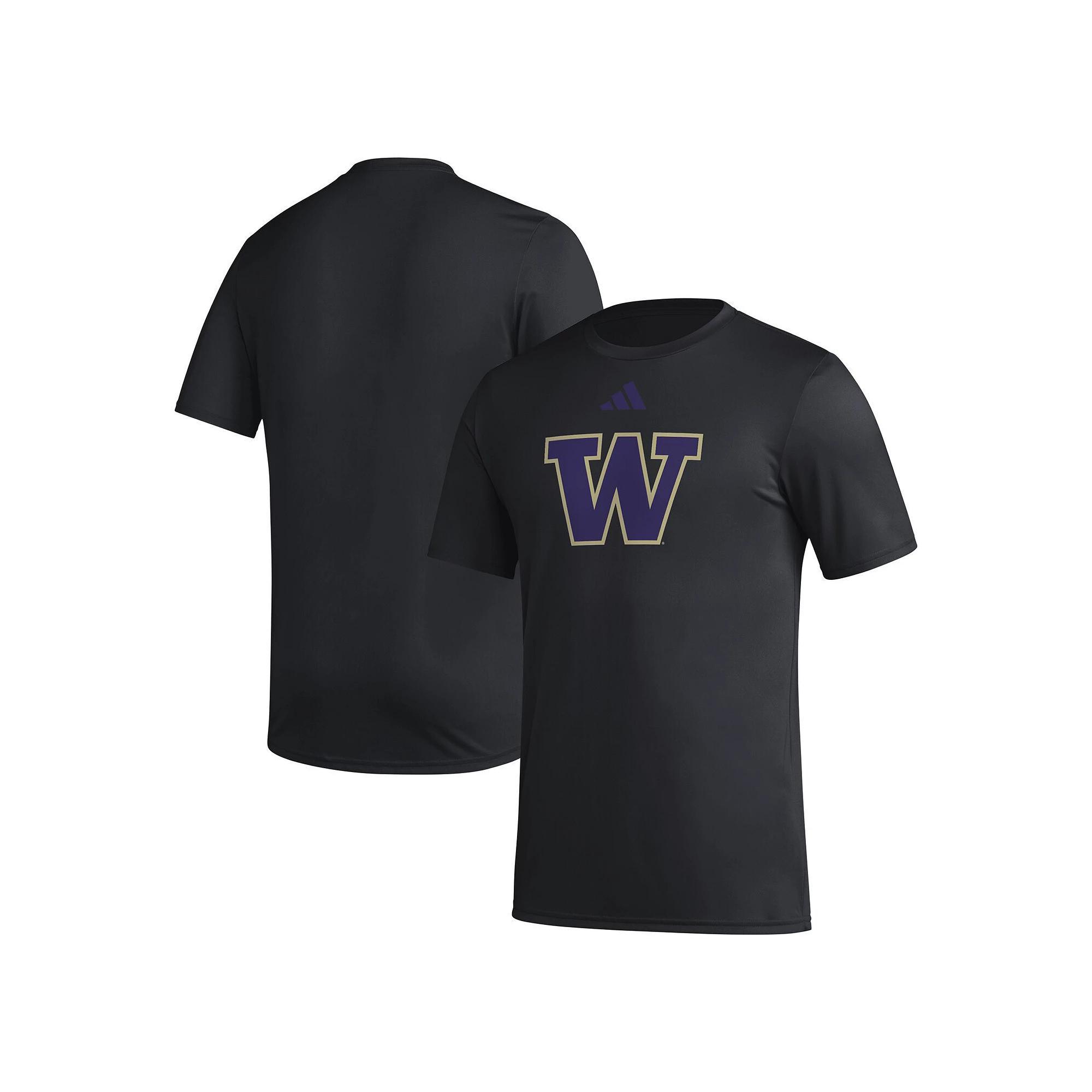 Men's adidas Black Washington Huskies Primary Locker Logo Pre-Game AEROREADY T-Shirt, Size: 3XL Product Image