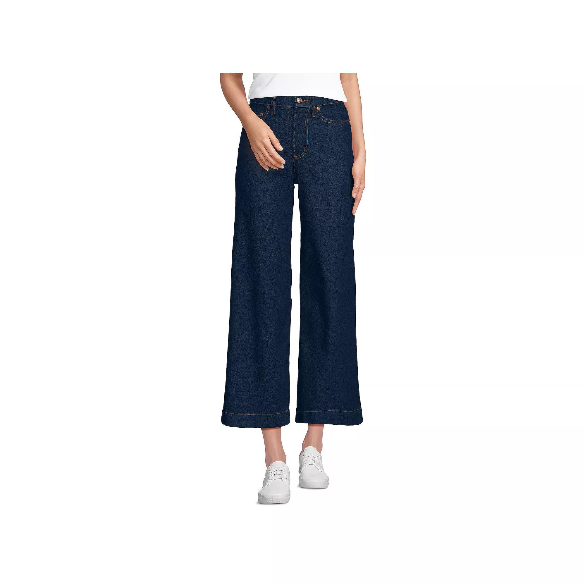Women's Lands' End Recover Denim High Rise Wide Leg Crop Jeans,  Product Image
