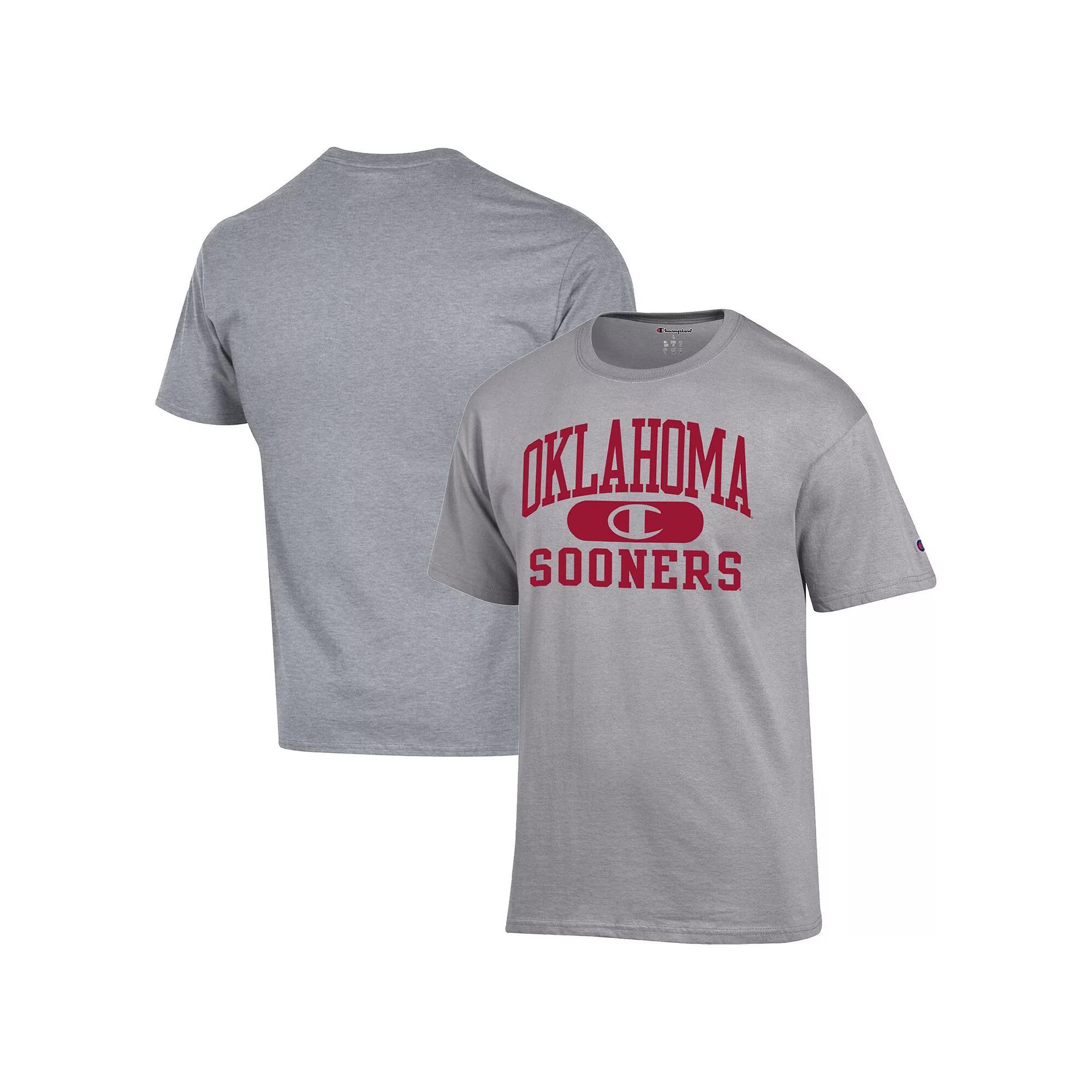 Men's Champion Heather Gray Oklahoma Sooners Arch Pill T-Shirt, Size: Large, Grey Product Image