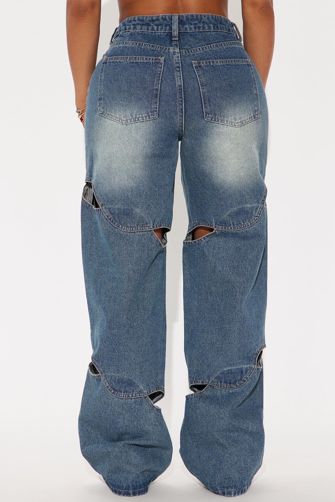 Open Aire Cut Out Wide Leg Jean - Dark Denim Product Image