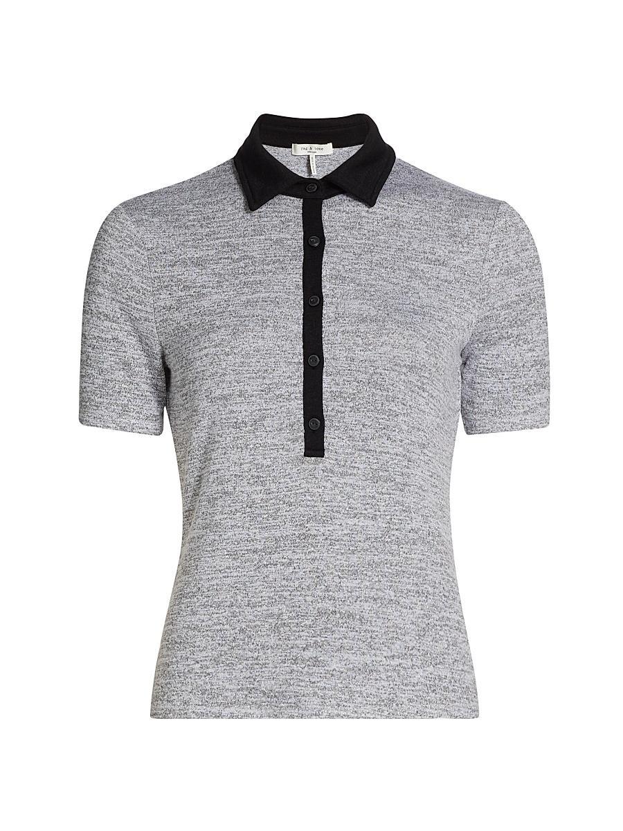 Womens Knit Button Short-Sleeve Polo Shirt Product Image