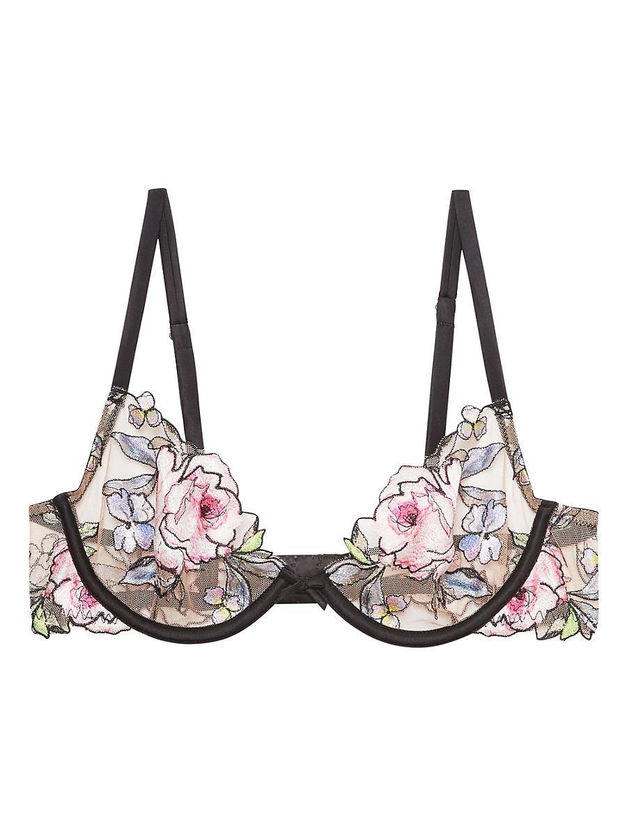 Womens Fidelia Floral Embroidered Silk-Tulle Demi Bra Product Image