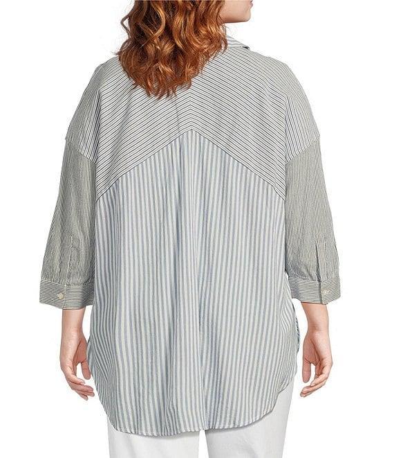 Westbound Plus Size Point Collar Button Front Long Sleeve Shirt Product Image