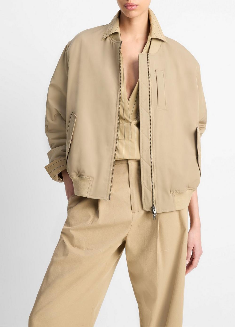 Relaxed Tech-Fabric Bomber Jacket Product Image