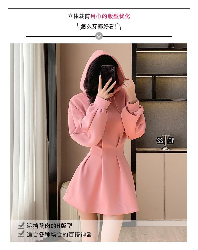 Plain Mini A-Line Hoodie Dress Product Image